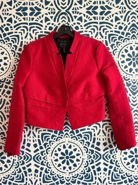 BCBGMAXAZRIA Red Cropped Blazer Jacket Size M